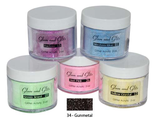 Glam & Glits - 34 - Gunmetal - Glitter Acrylic 2 oz